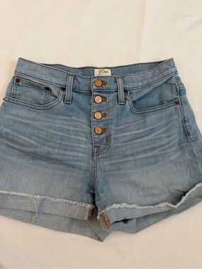 J.Crew Womens Denim Shorts Medium Wash Rolled Cuff 100% Cotton Blue Size 36